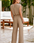 Solid Keyhole Puffy Tank and Pants Set