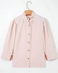 Stripe Colorblock Patchwork Frilled Collar Shirt