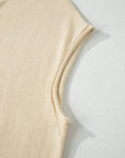Solid Button-Front Rolled Hem Sweater Top