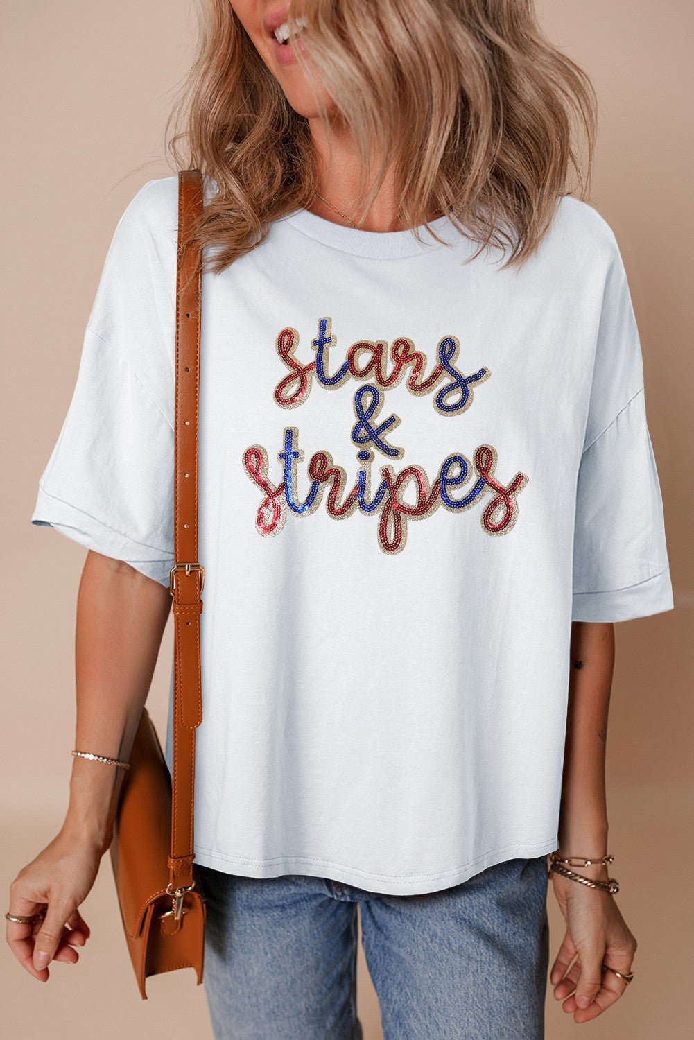 Stars &amp; stripes sequin Loose Tee