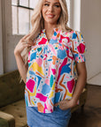 Harper Shirred Short Sleeve Blouse