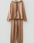 Solid Corduroy Lace Hoodie and Pants Set