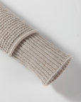 Waffle Knit Ribbed High Neck Drop Shoulder Sweater