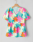 Kathryn Bubble Sleeve Peplum Blouse