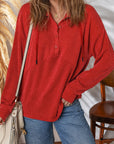 Corded Knit Half-Button Collared Top