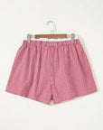 Plus Size Gingham Plaid Ruffle Contrast Trim Shorts