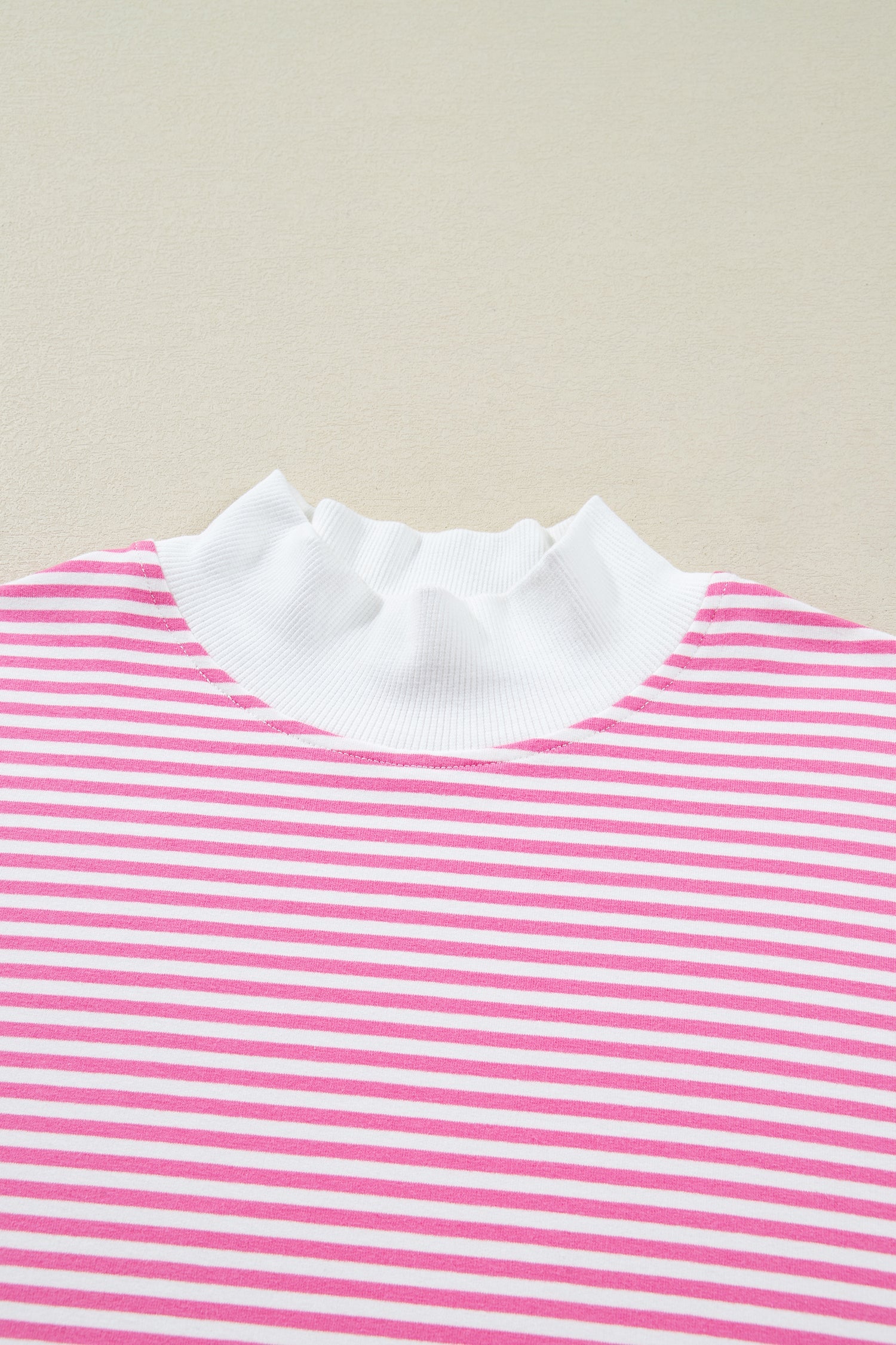 Stripe Oversize Mock Neck Sweatshirt &amp; Shorts Set