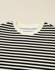 Stripe Textured Pullover Top and Mini Skirt Set