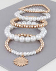 Pearl Beaded Sunflower Bracelet