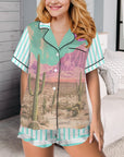 Baha Ranch Retro Pop Western Howdy Desert Cowgirl Satin Pajamas