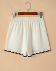 Contrast Ricrac Hem Waffle Textured Shorts
