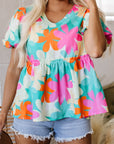 Kathryn Bubble Sleeve Peplum Blouse