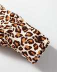 Leopard Contrast Frilled Trim Button-Up Shirt