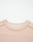 Solid Corded Knit Long Sleeve Top