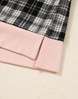 Plaid Collared Zip-Up Long Sleeve Mini Dress
