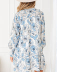 Floral Ruffle Tie Neck Mini Dress