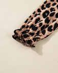 Leopard Smocked V-Neck Flowy Midi Dress