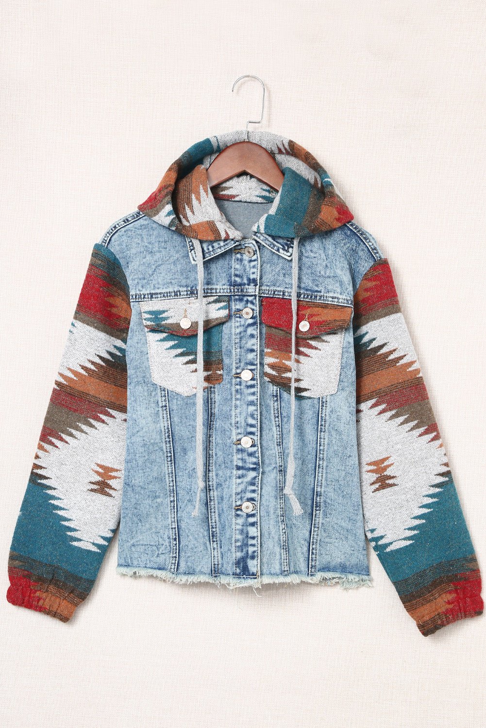 Emily Print Frayed Hem Jacket