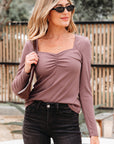 Cora Square Neck Ribbed Fit Long Sleeve Top