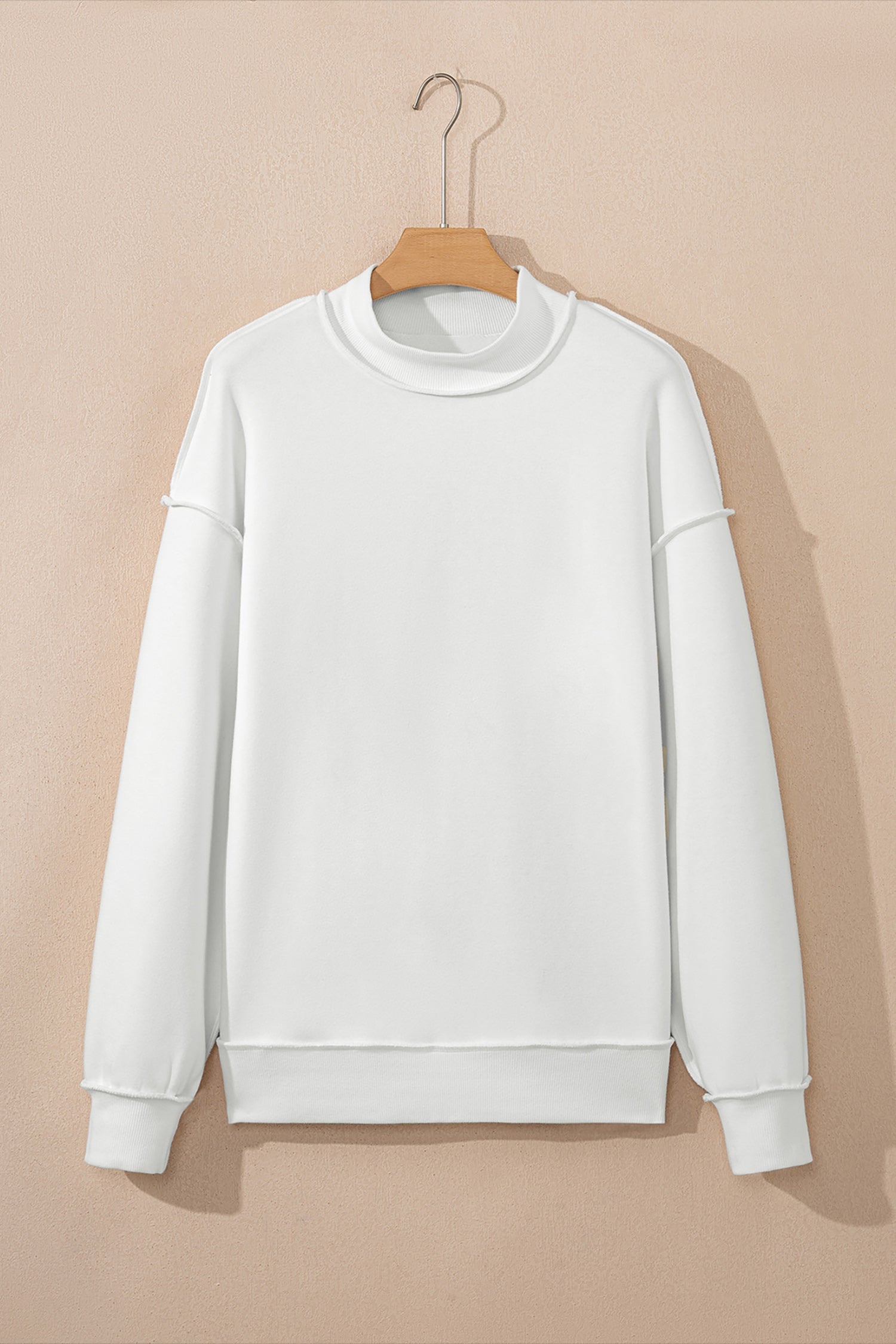 Solid Mock Neck Drop Shoulder Oversize Sweatshirt