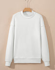 Solid Mock Neck Drop Shoulder Oversize Sweatshirt