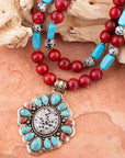 Dalmatian Jasper Colorful Golden Pendant Necklace