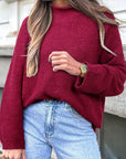 Solid Popcorn Knit Mock Neck Sweater