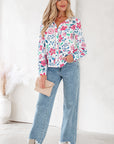Floral Lace Trim Buttoned Long Sleeve Shirt