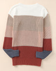 Colorblock Stripe Round Neck Pullover Sweater