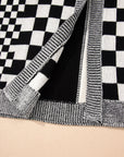Plus Size Checker Drop Shoulder Open Front Cardigan