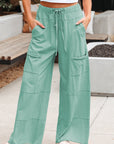 Mineral Wash Reverse Seam Drawstring Elastic Waist Pants