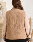 Plus Size Quilted Corduroy Snap Button Vest Jacket
