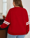 Plus Size Varsity Stripe Crew Neck Sweatshirt