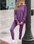 Solid Oversize Sweatshirt and Ribbed Leggings Set