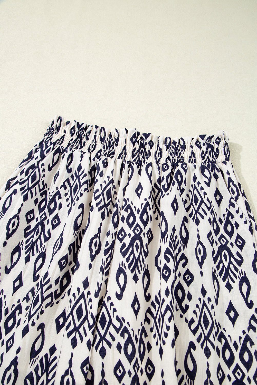 Boho Smocked High Waist Wide Leg Pants