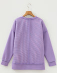 Ribbed Exposed Seam Drop Shoulder Pullover