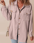 Solid Corduroy Button-Up Pocketed Shacket