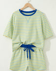 Stripe Terry Knit Top & Shorts Set