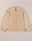 Solid Swiss Dot Balloon Sleeve Blouse