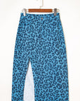 Leopard Denim Frayed Hem Midi Skirt