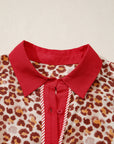 Leopard Contrast Trim Top and Pant Set