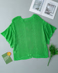 Pointelle Knit Scallop Edge Short Sleeve Top