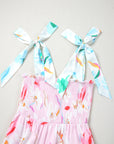 Floral Knotted Shoulder Smocked Maxi Dress