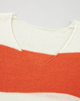 Colorblock Stripe Drop Shoulder Bubble Sleeve Sweater