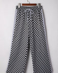 Checker Textured Patchwork Drawstring Waist Pants