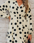 Polka Dot Surplice V-Neck Puff Sleeve Mini Dress