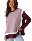 Stripe Colorblock Patchwork Dolman Sleeve Sweater