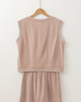 Aria 2 Pieces Mineral Wash Cotton Tank Top Lined Split Skirt Set