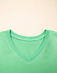 Solid V-Neck Tee and Drawstring Shorts Set