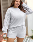 Plus Size Bow Tie Embroidered Pullover and Shorts Set